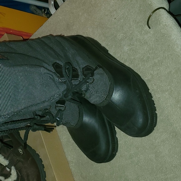 Sorel Womens Winter Boots Black White Fabric Knee High Bungee Lace Pull On Sz 10 - Picture 2 of 4